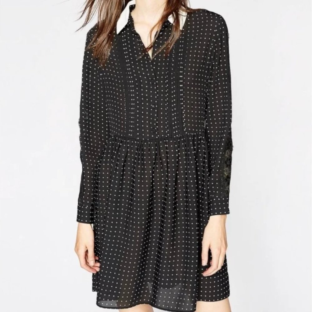 The Kooples Women's Dress Black Size Small S Shirt Polka Dot